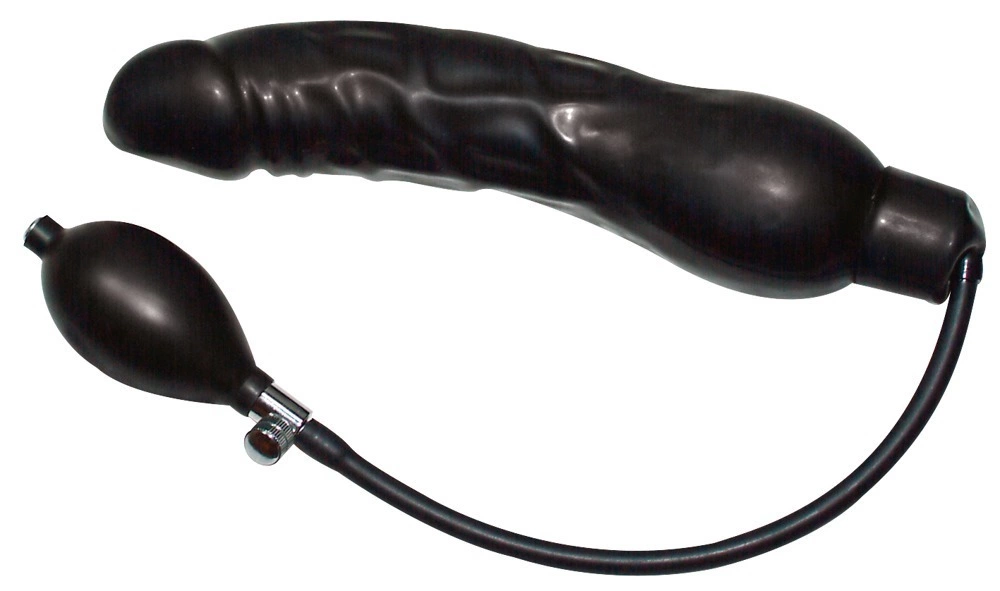 You2Toys pripučiamas latekso dildo su pompa, juodas, 23 cm