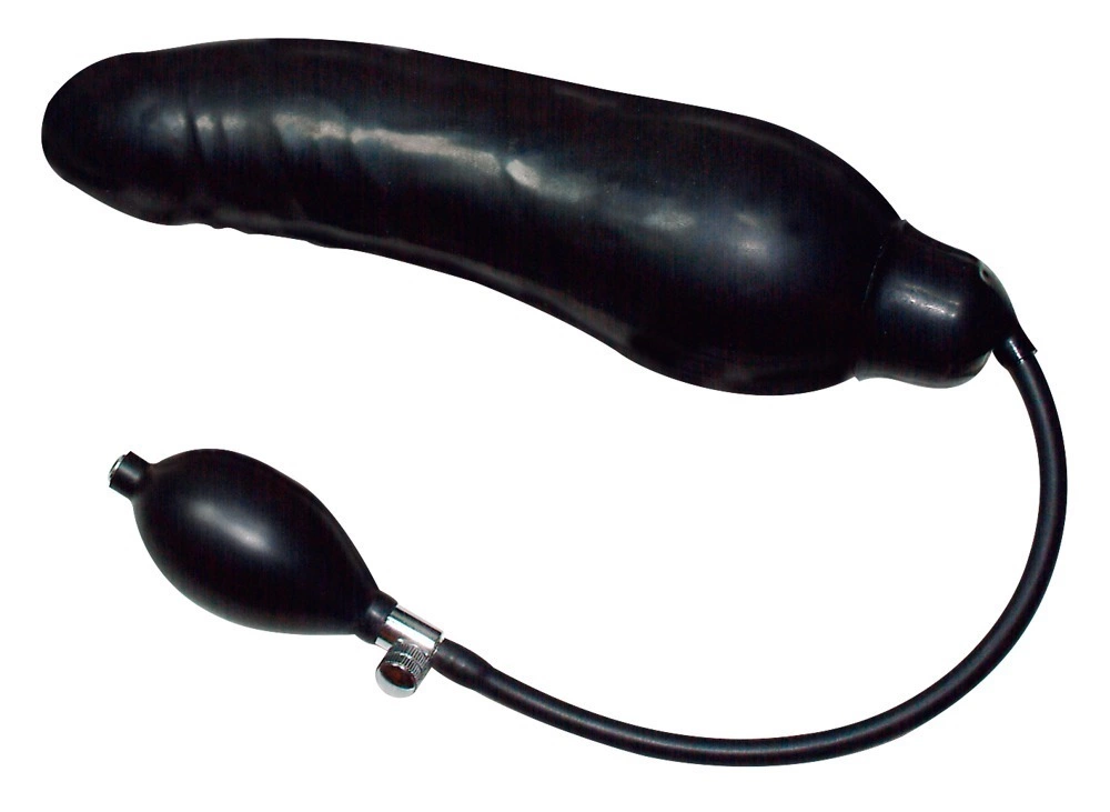 You2Toys pripučiamas latekso dildo su pompa, juodas, 23 cm