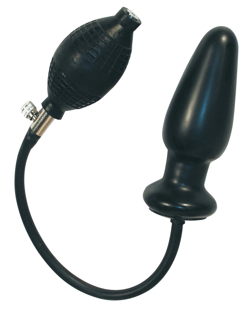 You2Toys pripučiamas analinis kaištis iš latekso su pompa, juodas, 13 cm