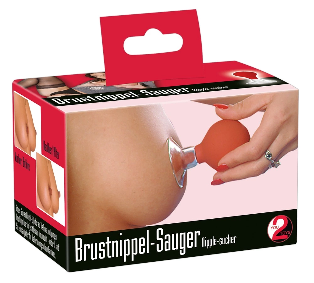 You2Toys vakuuminis spenelių siurbtukas su pompute, raudonas skaidrus, 5,5 cm
