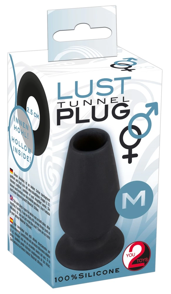 You2Toys tuščiaviduris analinis kaištis iš silikono, juodas, M, 10 cm
