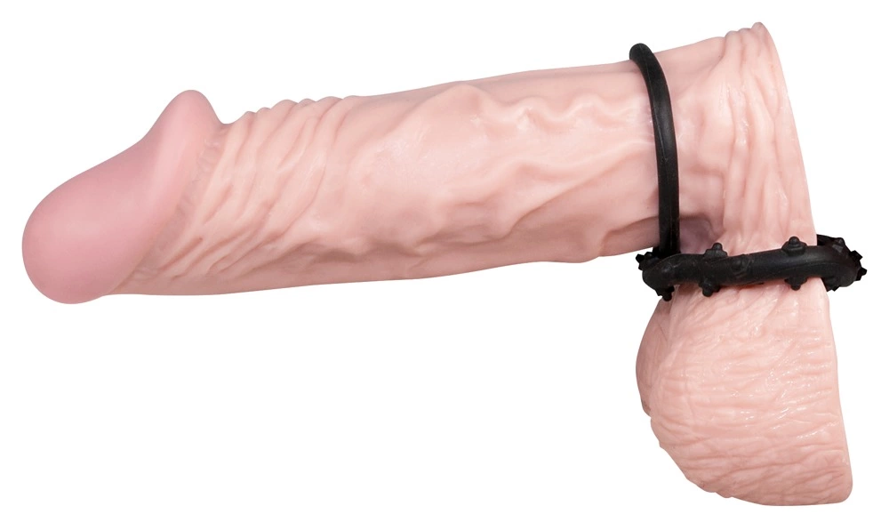 You2Toys Steely dvigubas varpos žiedas iš silikono, juodas