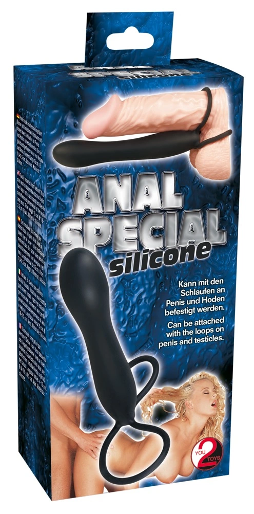 You2Toys silikoninis analinis kaištis su dviguba kilpa, juodas, 15 cm