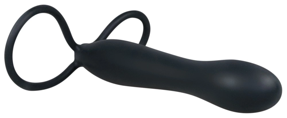 You2Toys silikoninis analinis kaištis su dviguba kilpa, juodas, 15 cm