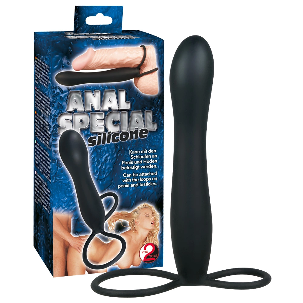 You2Toys silikoninis analinis kaištis su dviguba kilpa, juodas, 15 cm