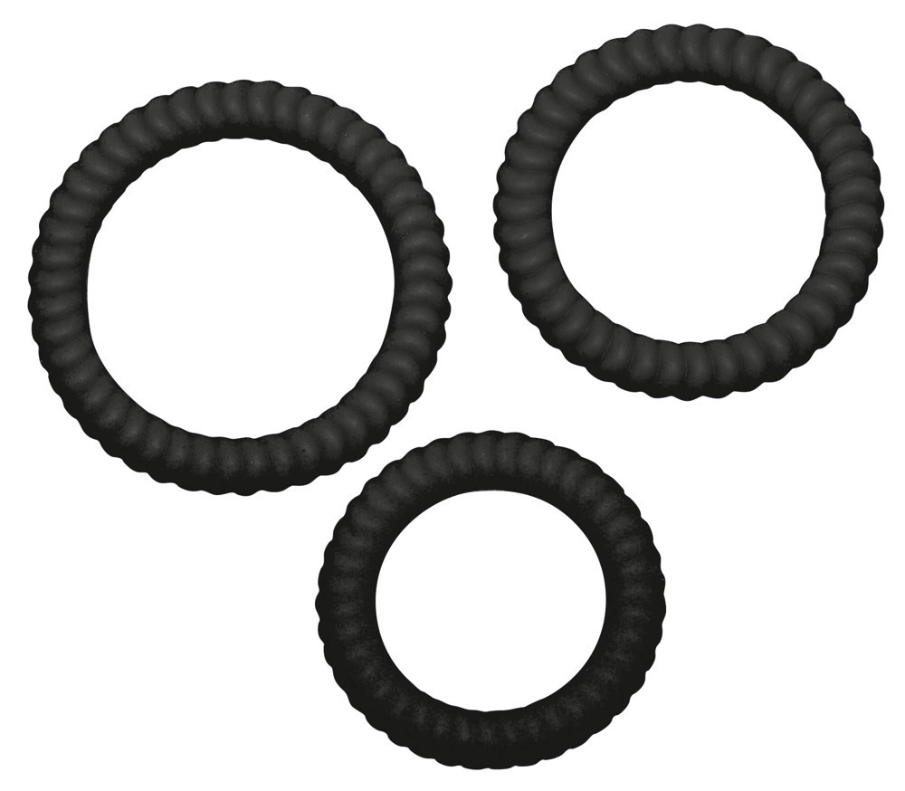 You2Toys silikoninių varpos žiedų rinkinys, 3 dydžiai, juodas