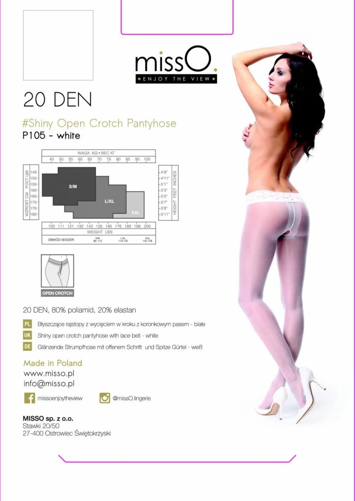 MissO P105 pėdkelnės su atviru tarpkojiu ir nėriniais, baltos, S/M