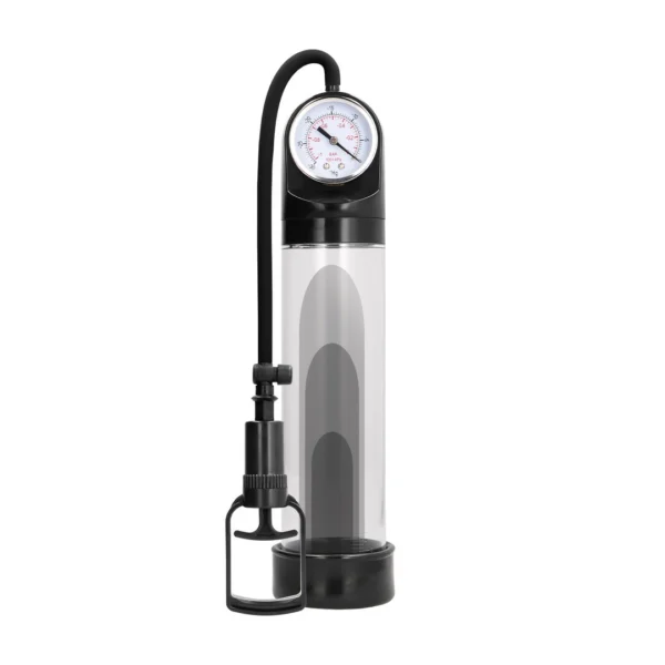 Pumped by Shots Comfort penio pompa su slėgio matuokliu, 20 cm, juoda
