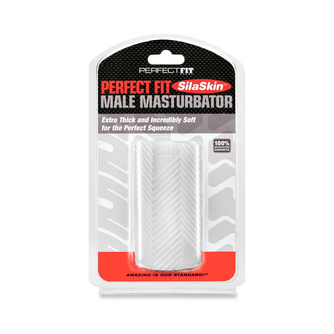 PerfectFitBrand Fat Boy masturbatorius iš SilaSkin su plačia anga, permatomas