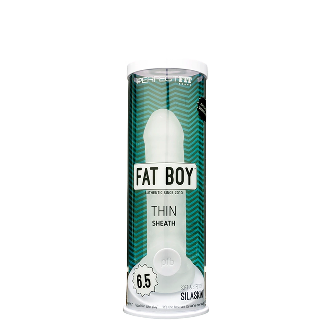 PerfectFitBrand Fat Boy Thin penio antgalis iš SilaSkin su uždaru galu, 16,5 cm