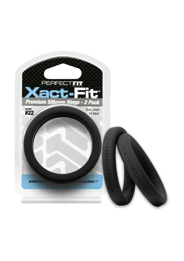 PerfectFitBrand Xact-Fit #23 silikoniniai varpos žiedai, 2 vnt., juodi