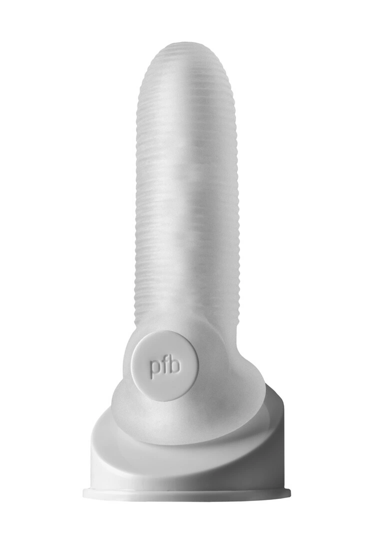 PerfectFitBrand Fat Boy Micro Rib penio antgalis su rievelėmis, skaidrus, 14 cm