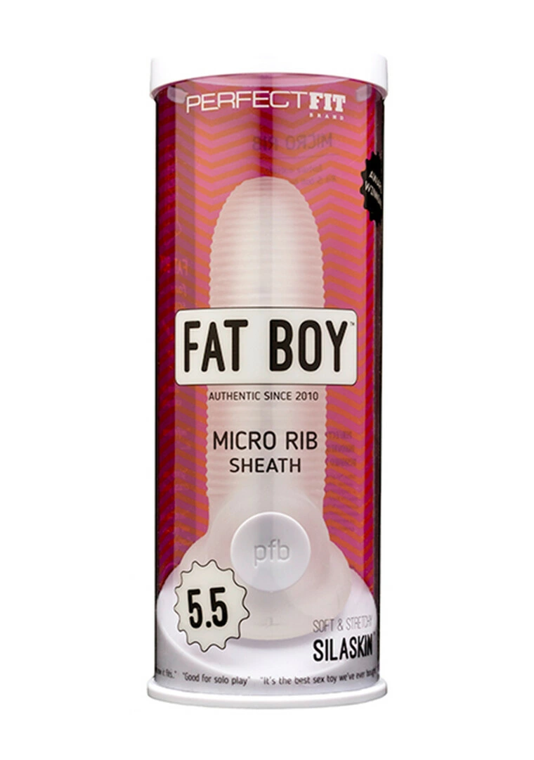 PerfectFitBrand Fat Boy Micro Rib penio antgalis su rievelėmis, skaidrus, 14 cm