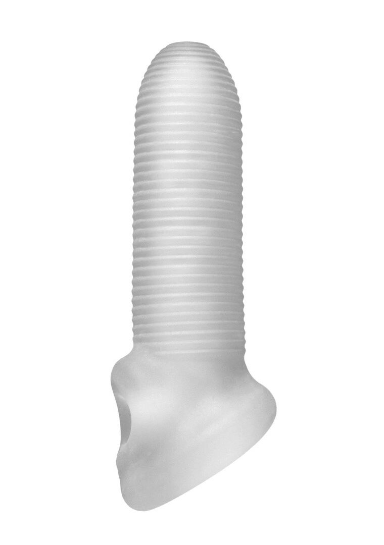 PerfectFitBrand Fat Boy Micro Rib penio antgalis su rievelėmis, skaidrus, 14 cm