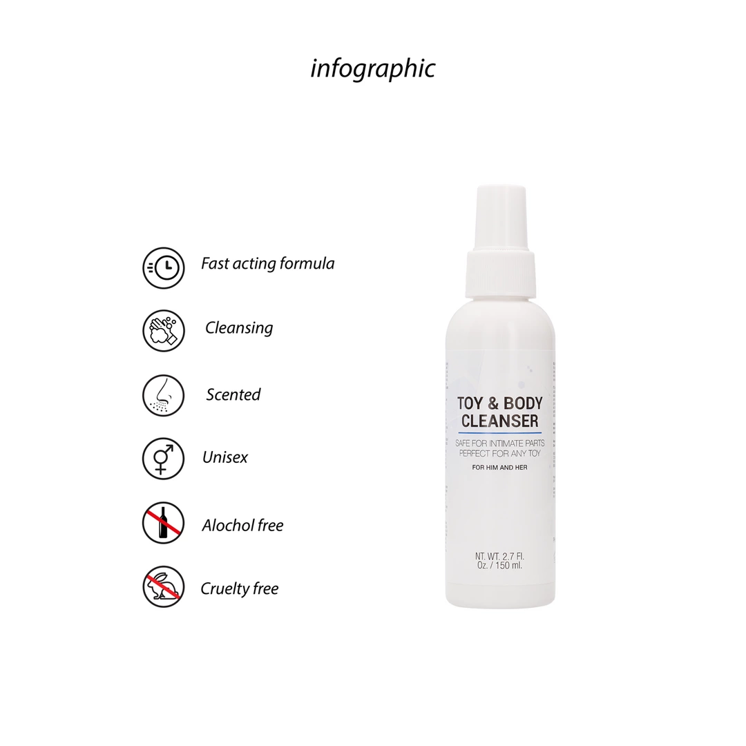 Pharmquests by Shots intymios higienos ir aksesuarų valymo purškiklis be alkoholio, 150 ml