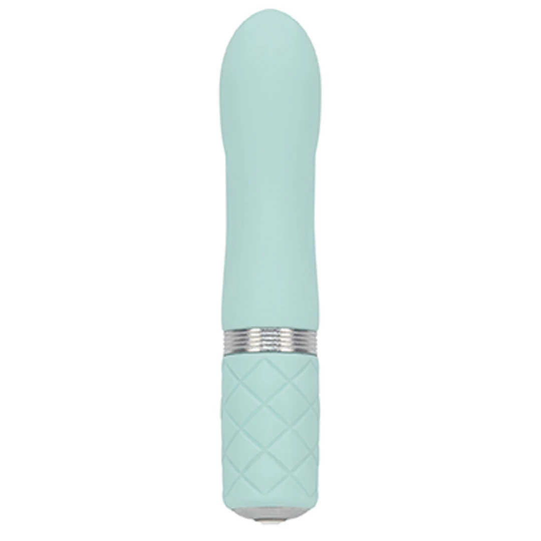 Pillow Talk Flirty mini masažuoklis su Swarovski kristalu, žalsvai mėlynas