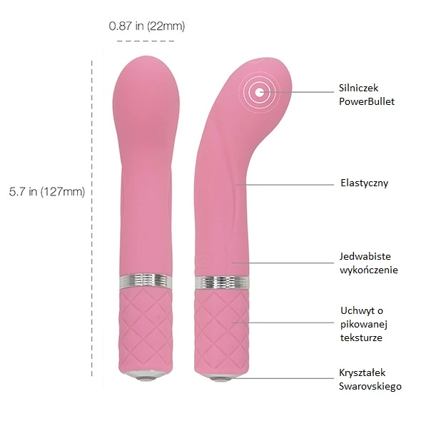 Pillow Talk Racy G taško vibratorius su Swarovski kristalais, rožinis