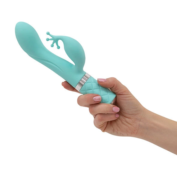 Pillow Talk Kinky G taško ir klitorio vibratorius su dviem varikliais, turkio spalvos