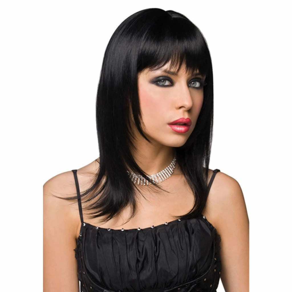 Pleasure Wigs Steph perukas iš sintetinių plaukų, juodas