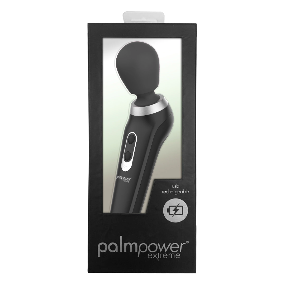 PalmPower Extreme wand masažuoklis, įkraunamas per USB, juodas
