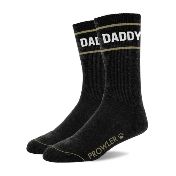 Prowler RED Daddy medvilninės kojinės su užrašu, juodos su baltu