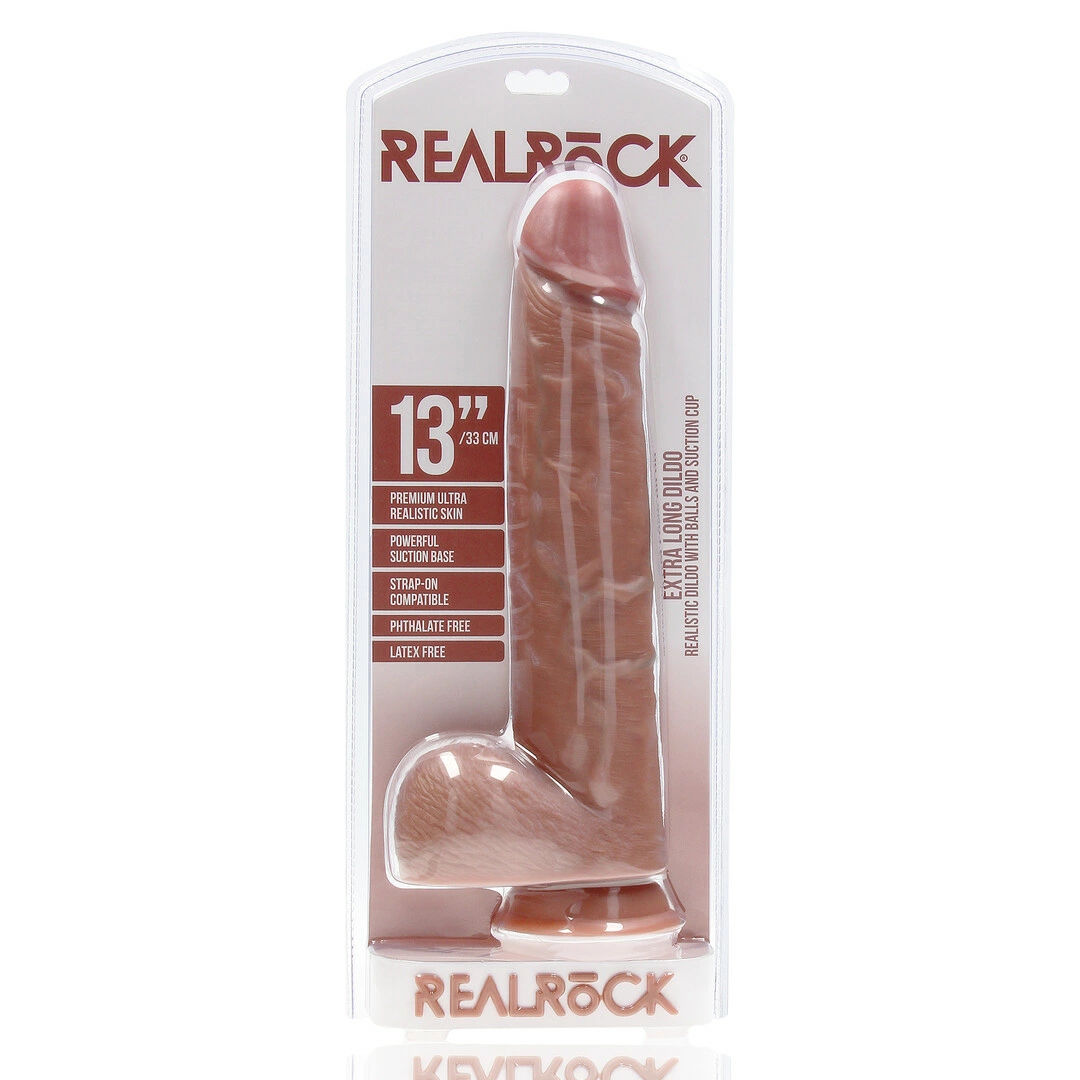 RealRock by Shots realistiškas dildo su siurbtuku, 33 cm, šviesus