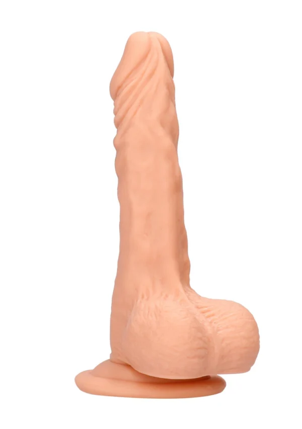 RealRock by Shots realistiškas dildo su siurbtuku ir sėklidžių formos pagrindu, 17 cm