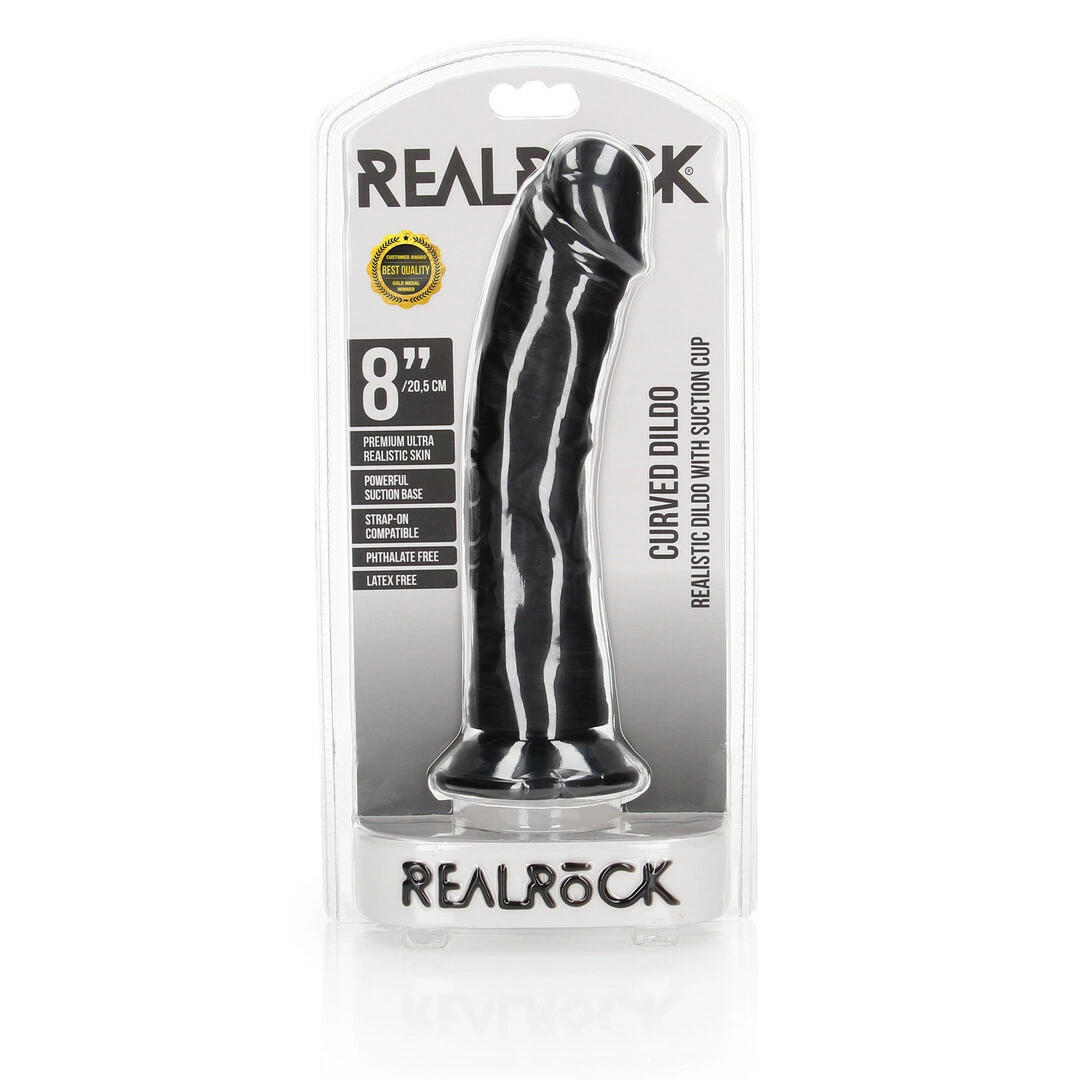 RealRock by Shots išlenktas dildo su siurbtuku, 20,5 cm, smėlio spalvos