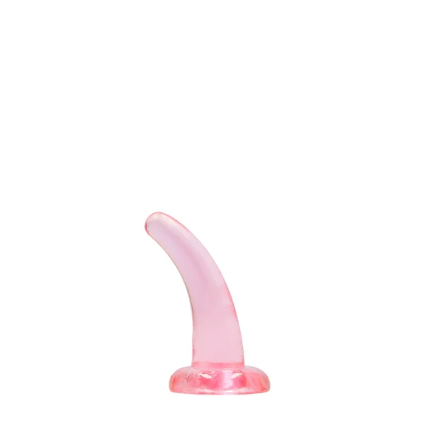RealRock Crystal Clear išlenktas dildo su siurbtuku, 11,5 cm, skaidrus