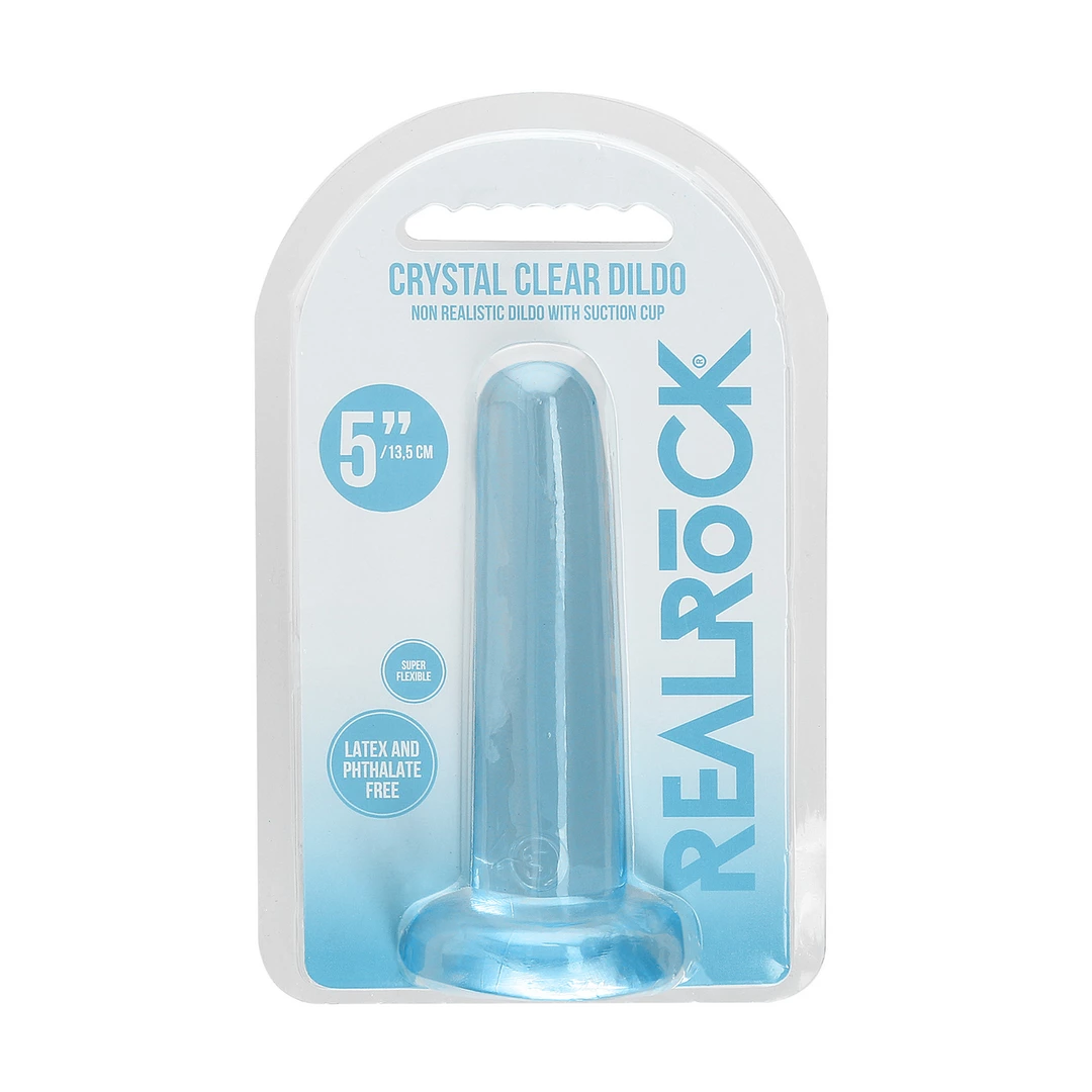 RealRock Crystal Clear tiesus dildo su siurbtuku, 13,5 cm, skaidrus