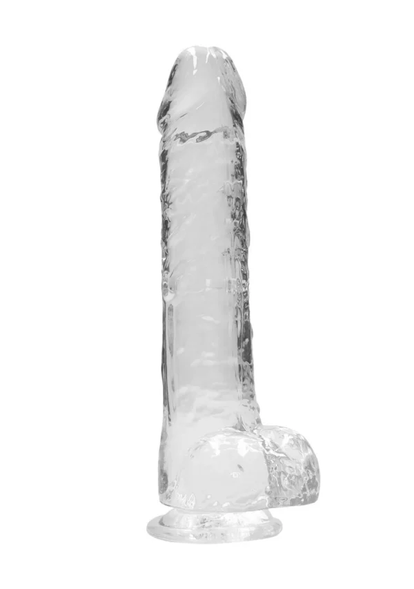 RealRock by Shots Crystal Clear dildo su siurbtuku, skaidrus, 25 cm