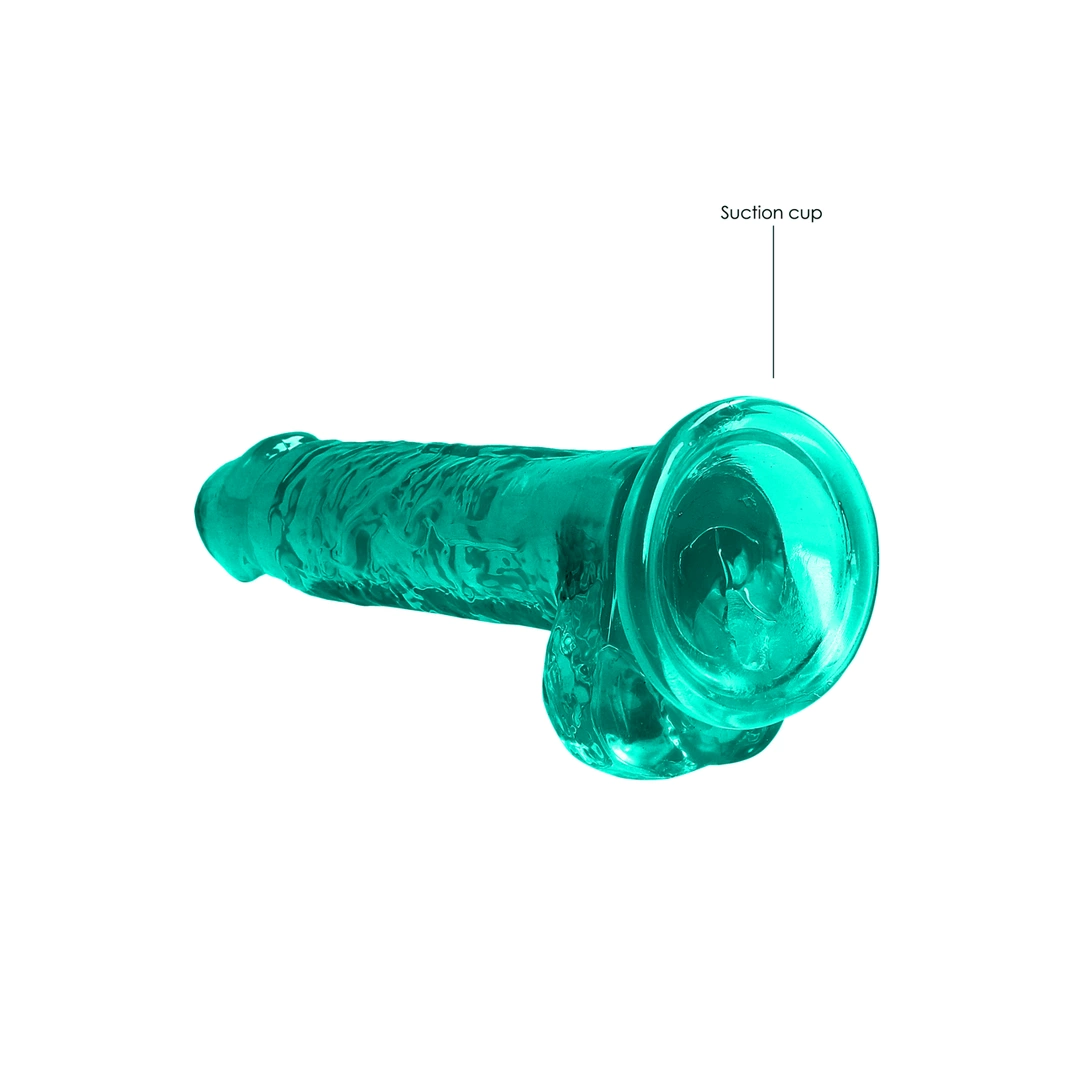 RealRock by Shots Crystal Clear dildo su siurbtuku, 19 cm, skaidrus
