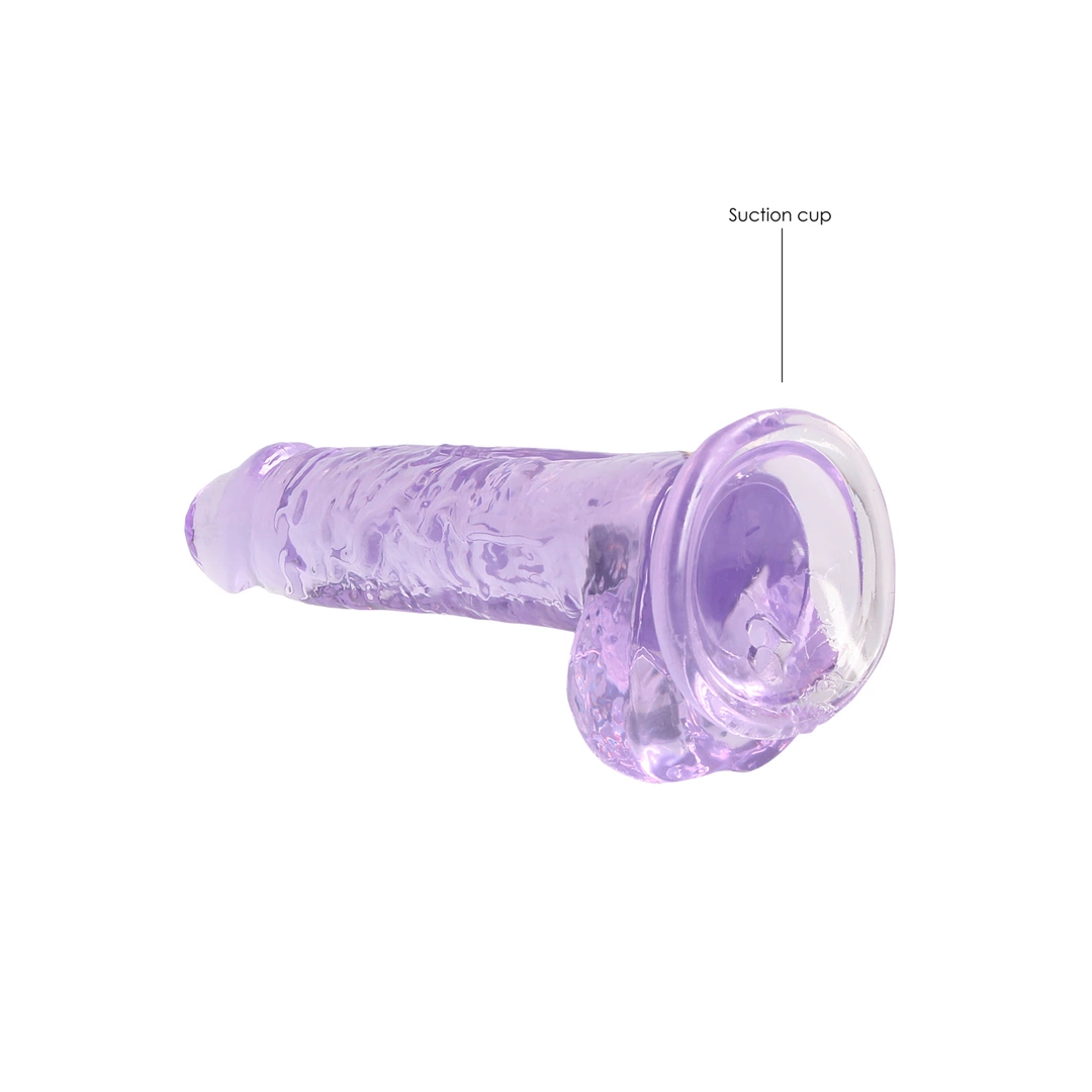 RealRock by Shots Crystal Clear dildo su anatominiu pagrindu ir siurbtuku, 19 cm