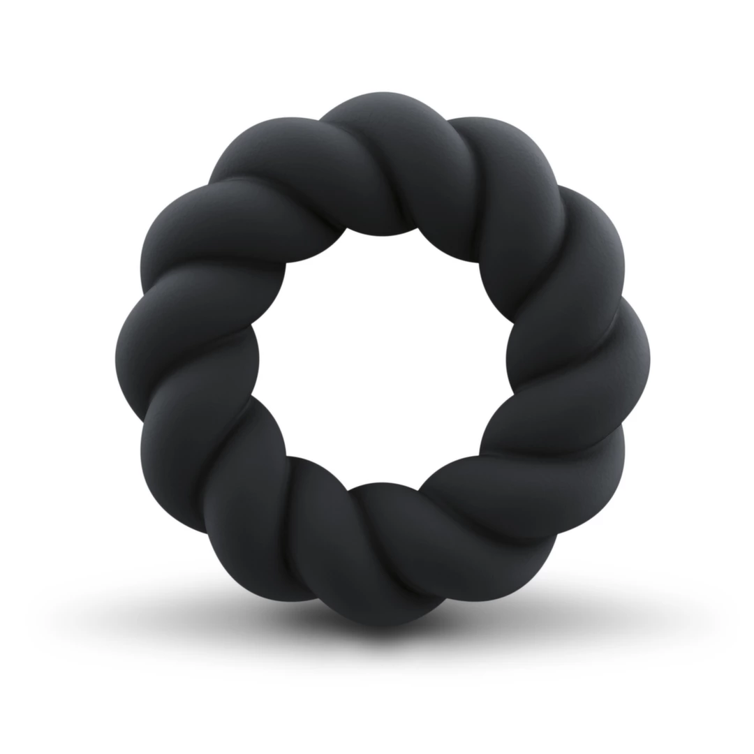 Rocks-Off Twist silikoninis varpos žiedas, juodas, 59 mm