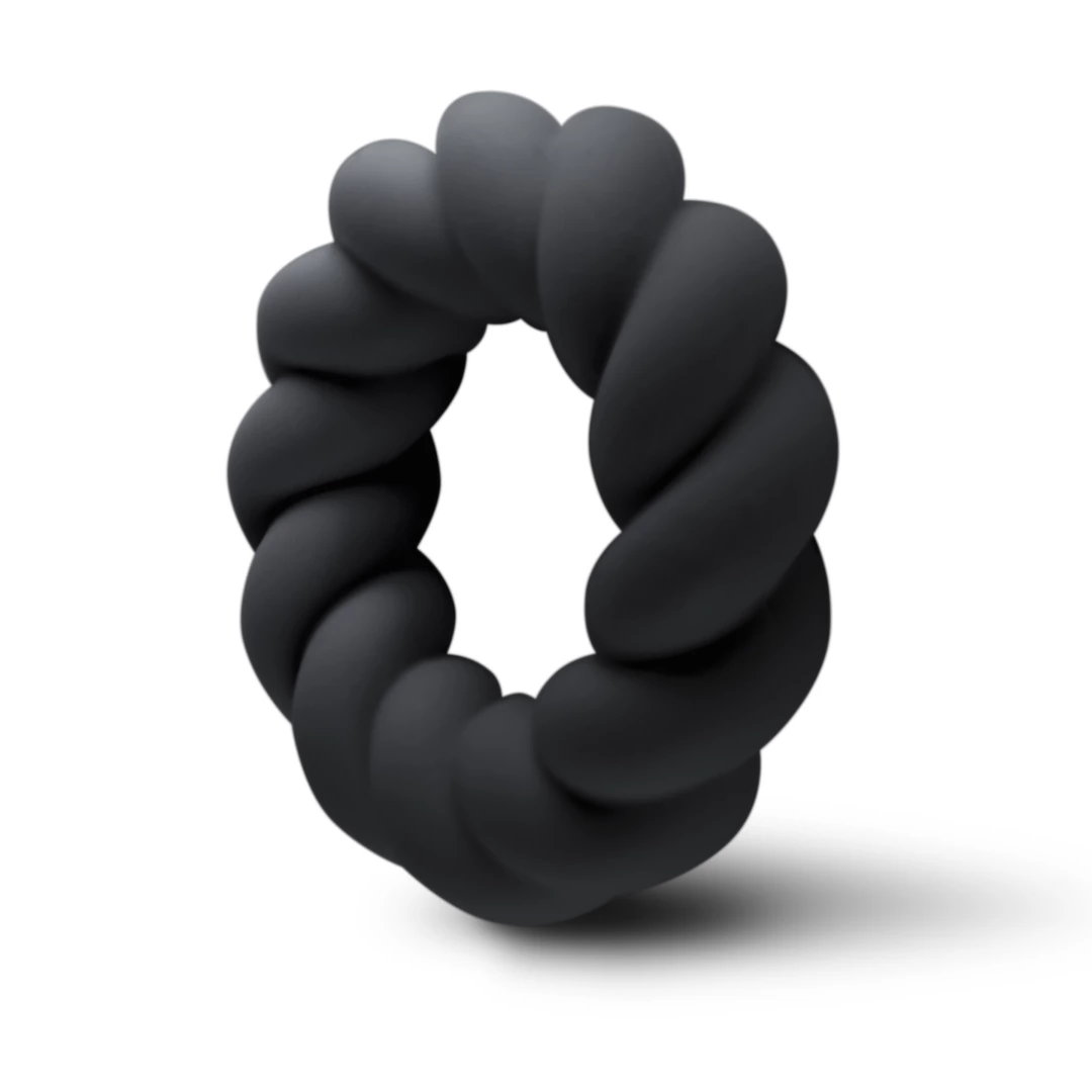 Rocks-Off Twist silikoninis varpos žiedas, juodas, 59 mm