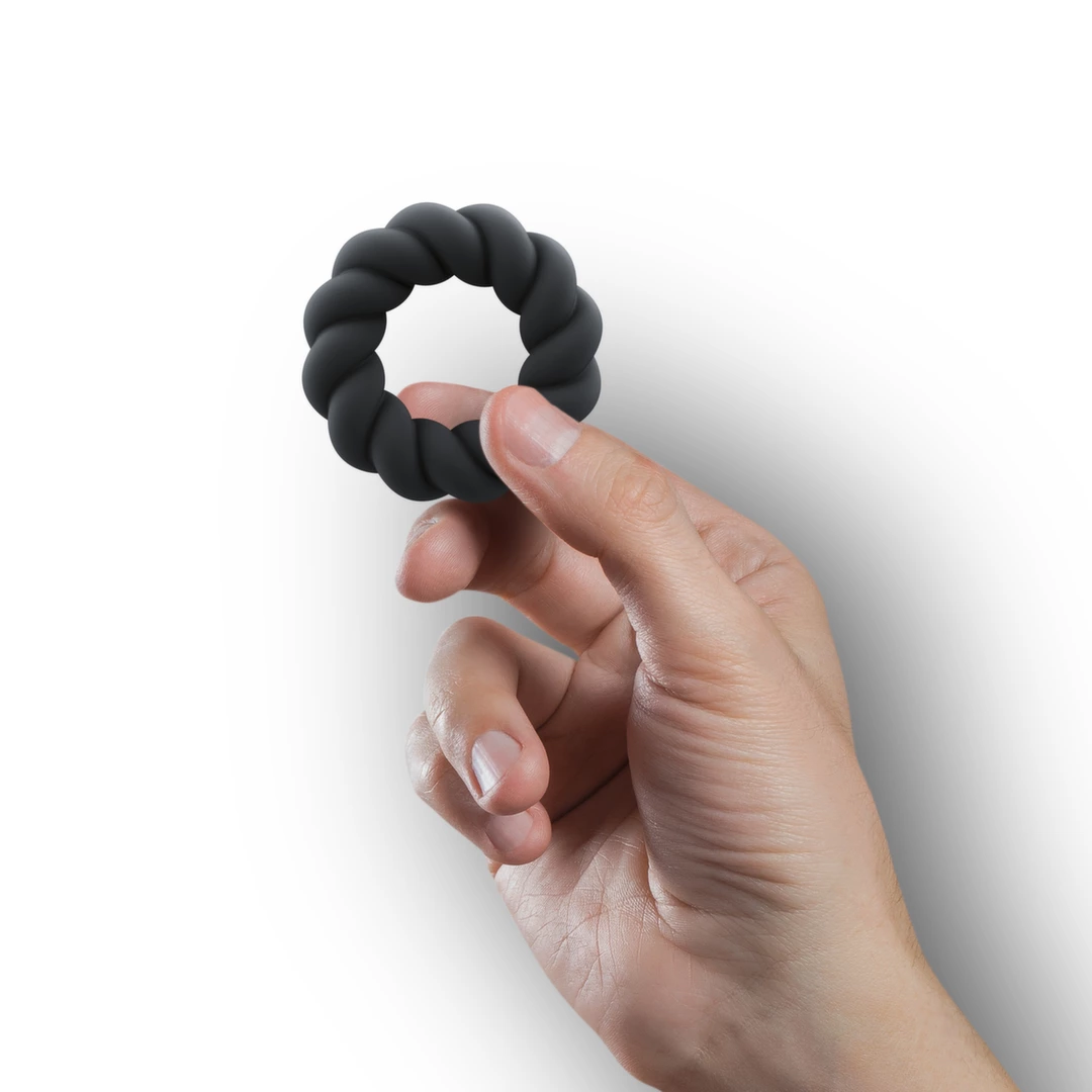 Rocks-Off Twist silikoninis varpos žiedas, juodas, 59 mm