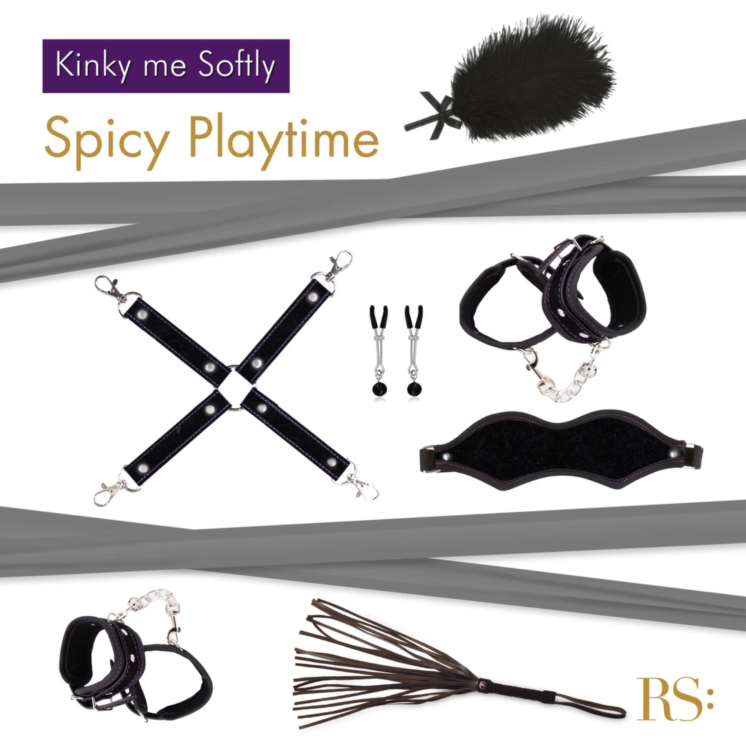 Rianne S Soiree Kinky Me Softly BDSM aksesuarų rinkinys, juodas