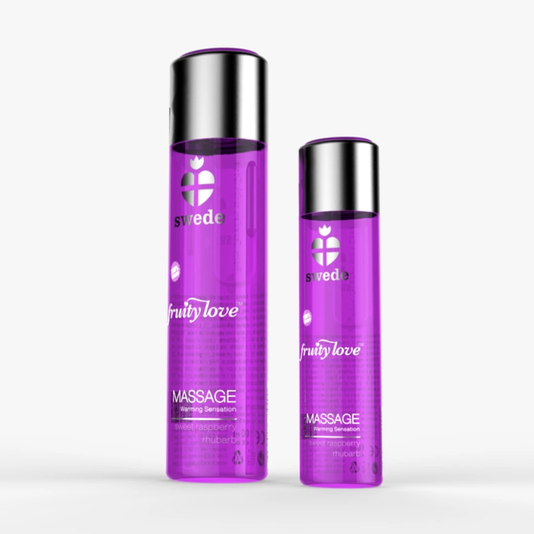Swede Fruity Love veganiška masažo priemonė, saldžios avietės ir rabarbarai, 60 ml