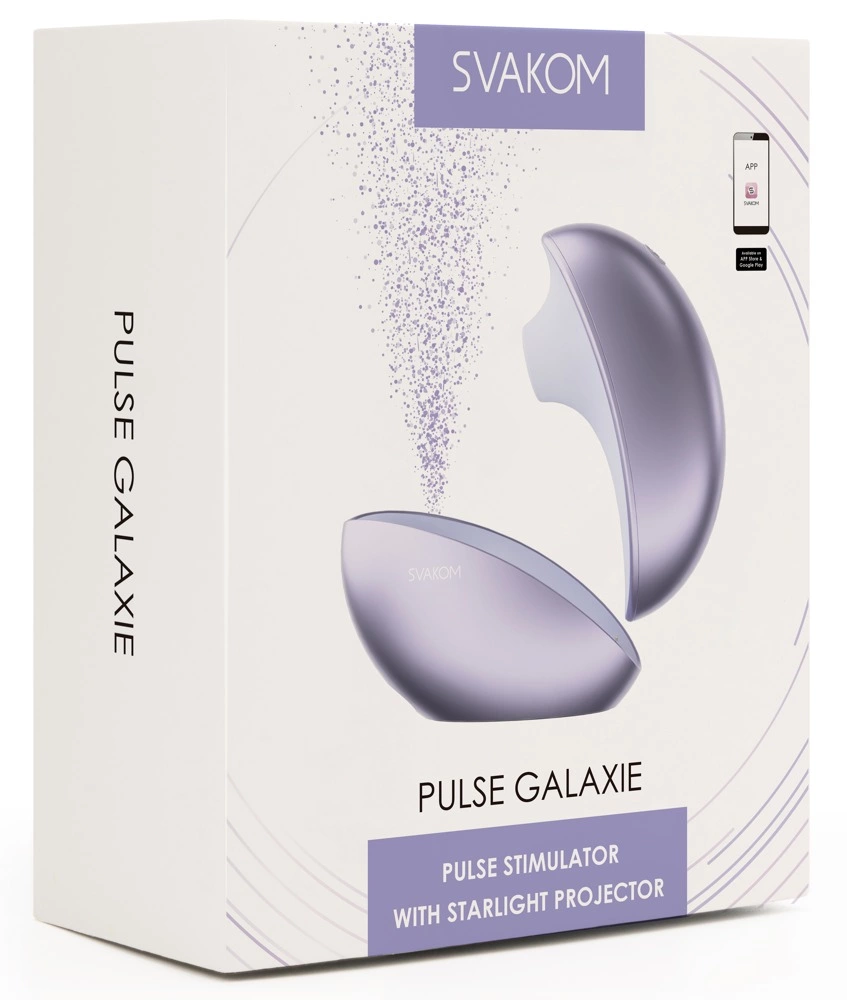 Svakom Pulse Galaxy klitorio stimuliatorius su oro bangomis ir LED projektoriumi, alyvinis