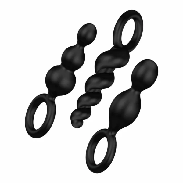 Satisfyer Booty Call analinių kaiščių rinkinys, 3 vnt., juodi