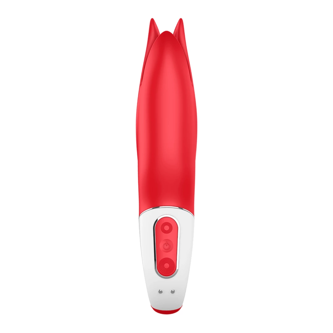 Satisfyer Power Flower vibratorius su lanksčiais žiedlapiais, raudonas