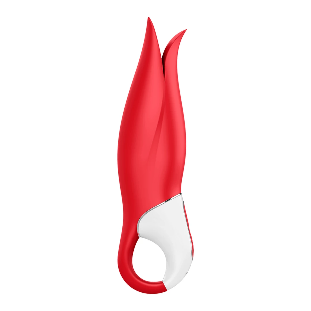 Satisfyer Power Flower vibratorius su lanksčiais žiedlapiais, raudonas