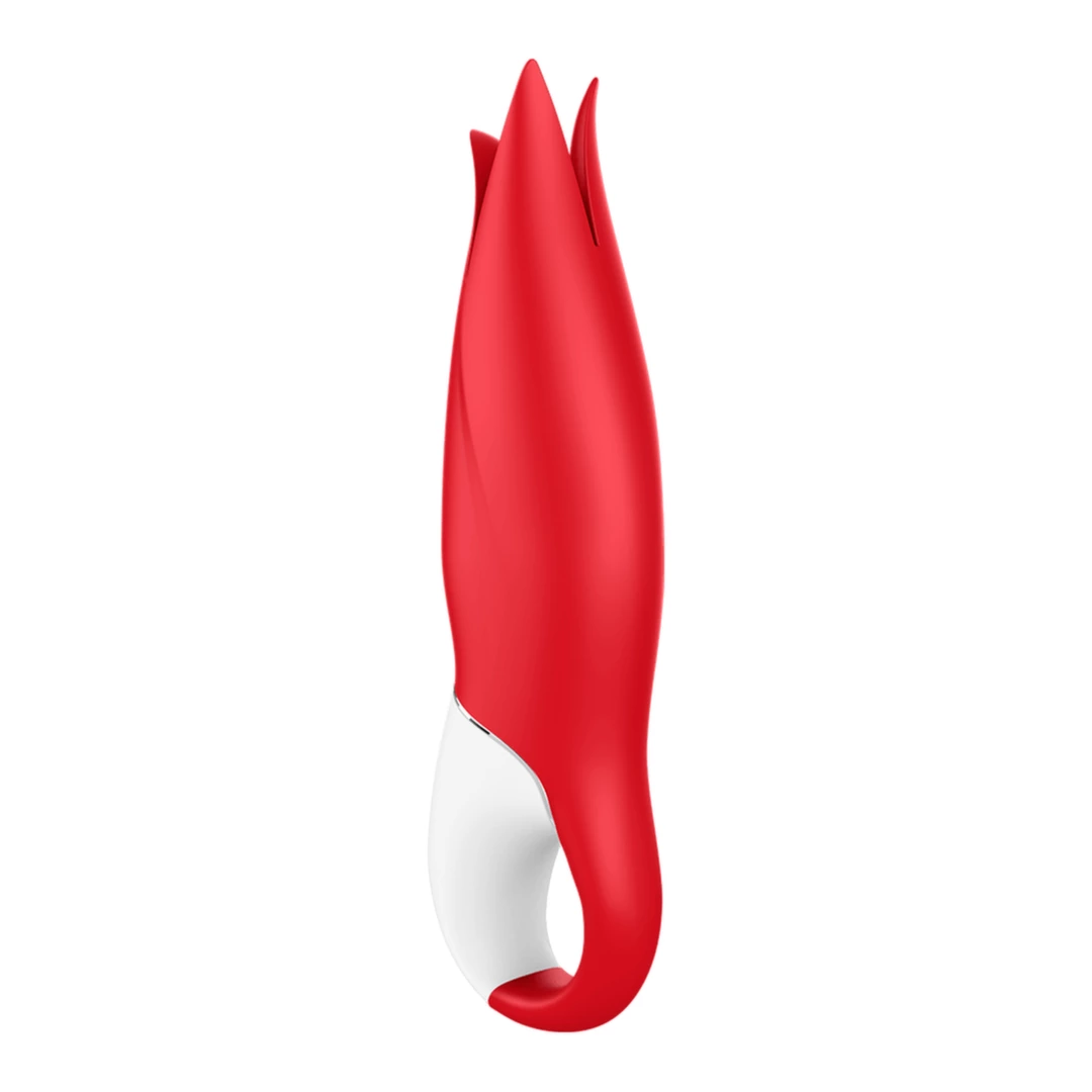 Satisfyer Power Flower vibratorius su lanksčiais žiedlapiais, raudonas