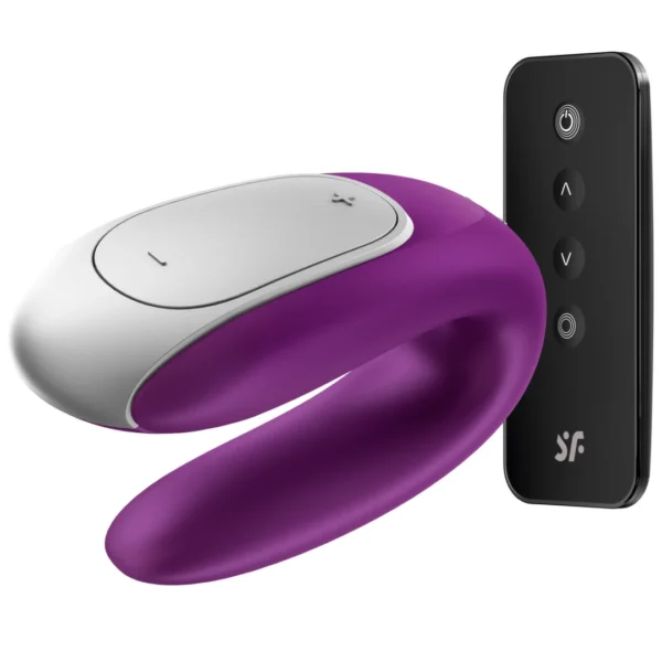 Satisfyer Double Fun vibratorius poroms su pulteliu ir programėle, violetinis
