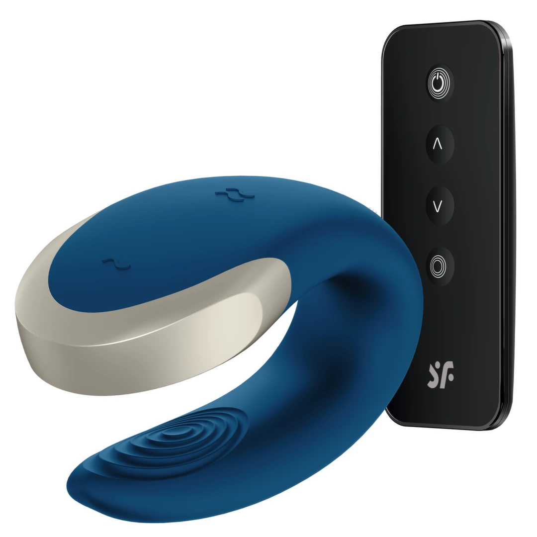 Satisfyer Double Love vibratorius poroms su pulteliu ir programėle, mėlynas
