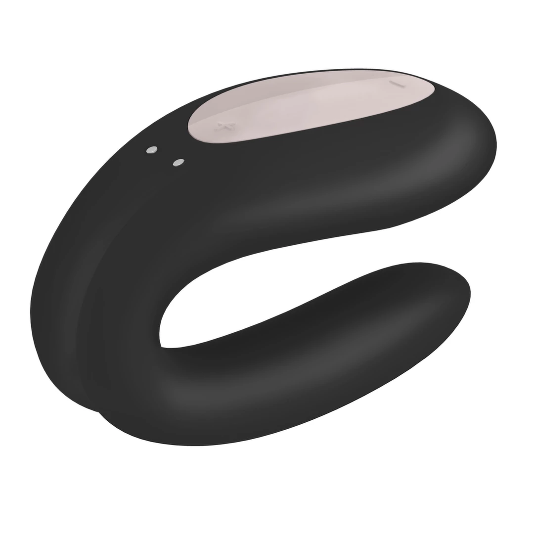Satisfyer Double Joy vibratorius poroms, valdomas programėle, juodas