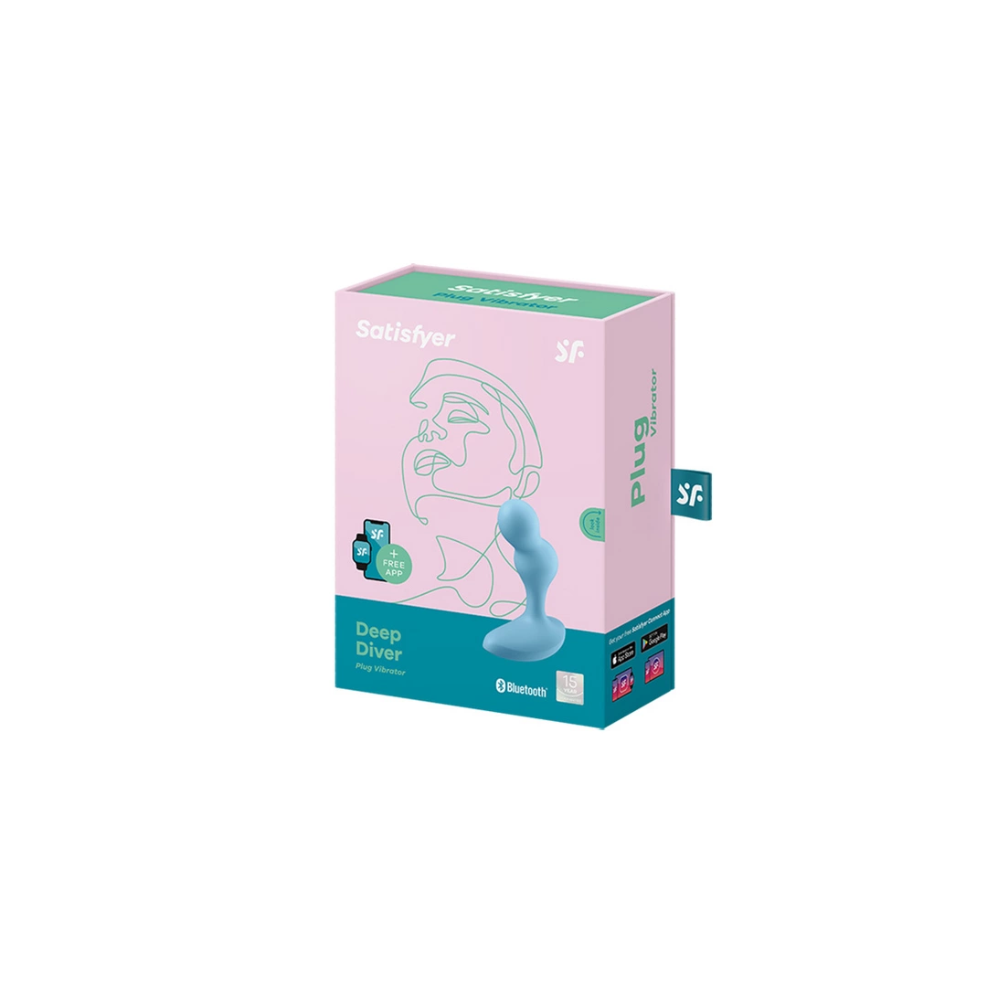 Satisfyer Deep Diver vibruojantis analinis kaištis, valdomas programėle, juodas