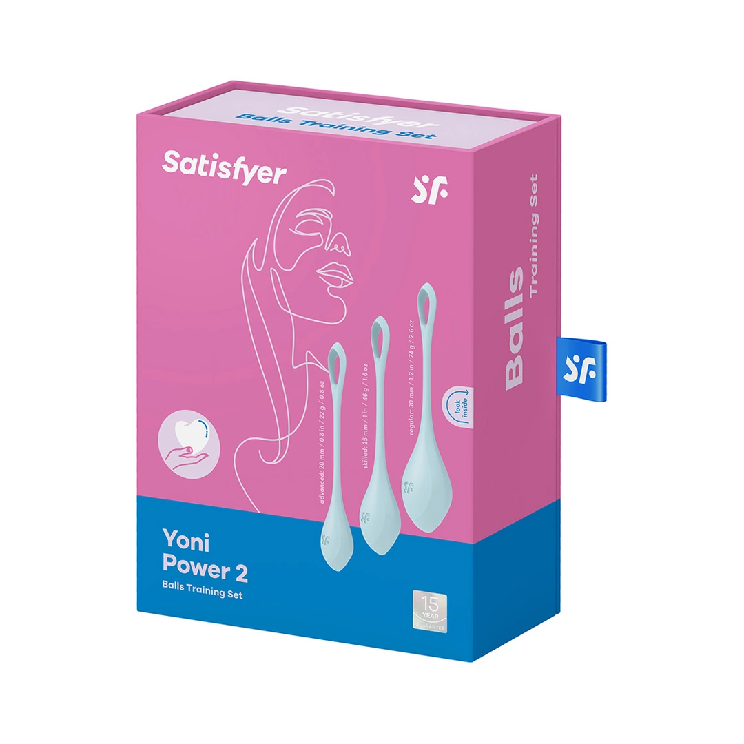 Satisfyer Yoni Power 2 Kėgelio kamuoliukų rinkinys, 2 vnt., mėlyni