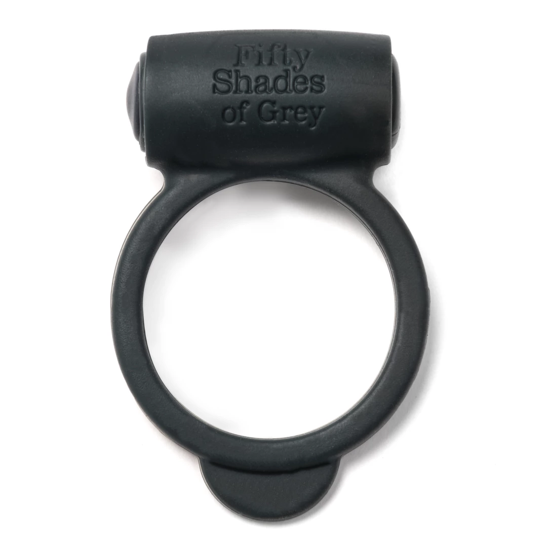 Fifty Shades of Grey Yours and Mine vibruojantis varpos žiedas iš silikono, juodas