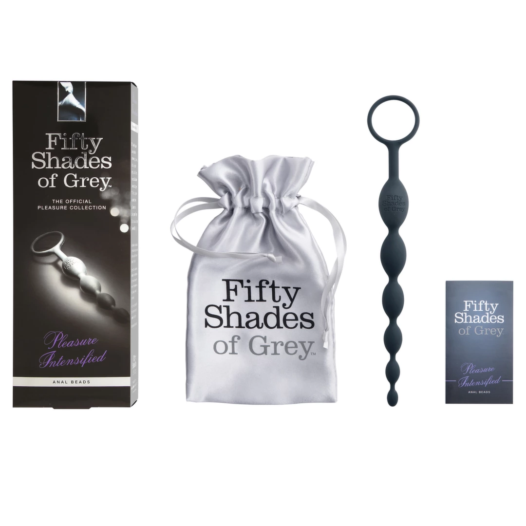 Fifty Shades of Grey Pleasure Intensified analiniai karoliukai iš silikono, juodi